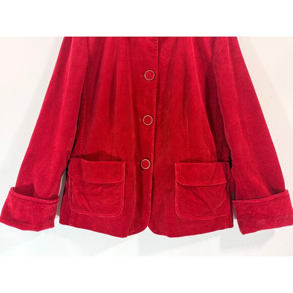Vintage Talbots Red Corduroy Blazer Jacket 90s Retro Women’s Sz 12 Button Front - Picture 4 of 10